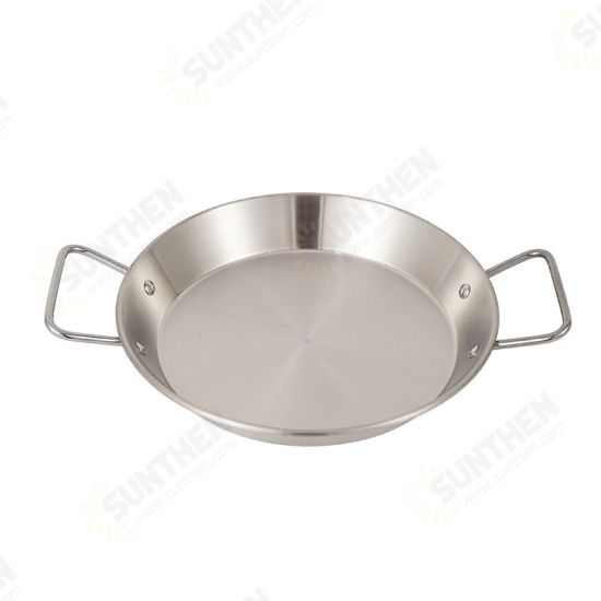 24cm Stainless Steel Seafood Plate Double Ear Non-Stick Frying Pot Outdoor Camping Kitchen Cooking Tool