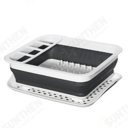 Dish Drain Shelf Collapsible Storage Rack Organiser Silicone Utensils Foldable Cutlery Holder