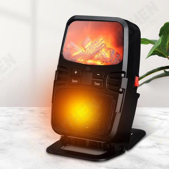 1000W Portable Mini Electric Heater Fan Fireplace Flame Timer Air Warmer Home Outdoor Heater Fan