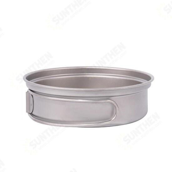 350ml 1-2 People Titanium Frying Pot Pan Outdoor Portable Cookware Camping Picnic