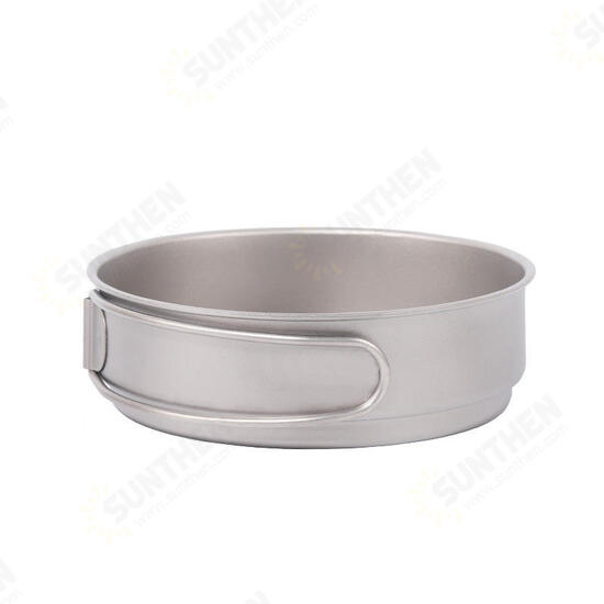 350ml 1-2 People Titanium Frying Pot Pan Outdoor Portable Cookware Camping Picnic