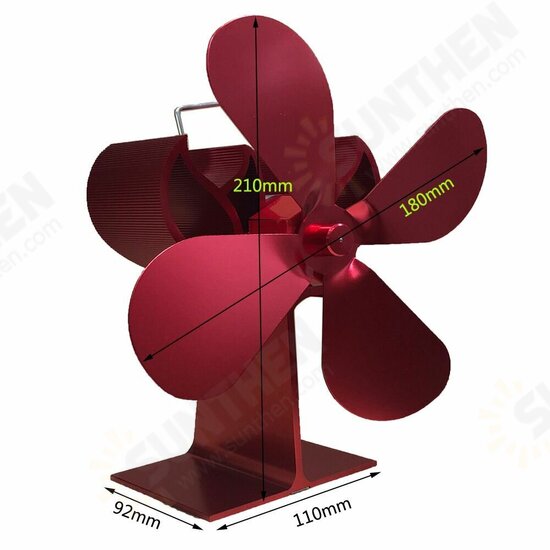 4 Blade Fireplace Fan 203CFM 1000RPM Eco Friendly Quiet Winter Thermal Heat Power Fan Wood Burner Stove Fan Home Travel