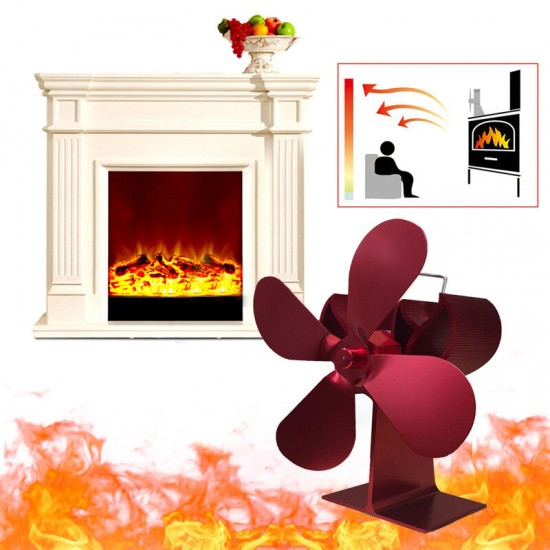 4 Blade Fireplace Fan 203CFM 1000RPM Eco Friendly Quiet Winter Thermal Heat Power Fan Wood Burner Stove Fan Home Travel