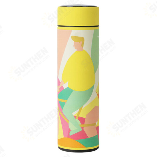 480ml Vacuum Thermos LCD Temperature Display Water Bottle Stainless Steel Double Wall Insulated Cup Camping Travel
