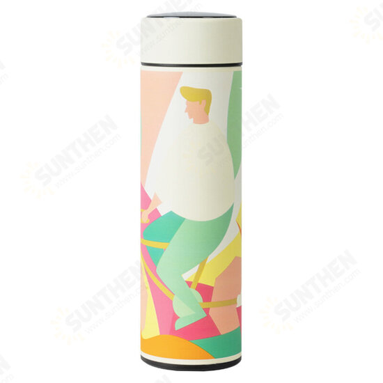 480ml Vacuum Thermos LCD Temperature Display Water Bottle Stainless Steel Double Wall Insulated Cup Camping Travel
