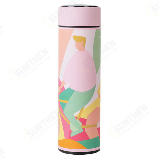 480ml Vacuum Thermos LCD Temperature Display Water Bottle Stainless Steel Double Wall Insulated Cup Camping Travel