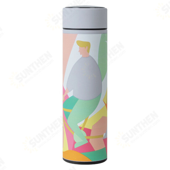 480ml Vacuum Thermos LCD Temperature Display Water Bottle Stainless Steel Double Wall Insulated Cup Camping Travel