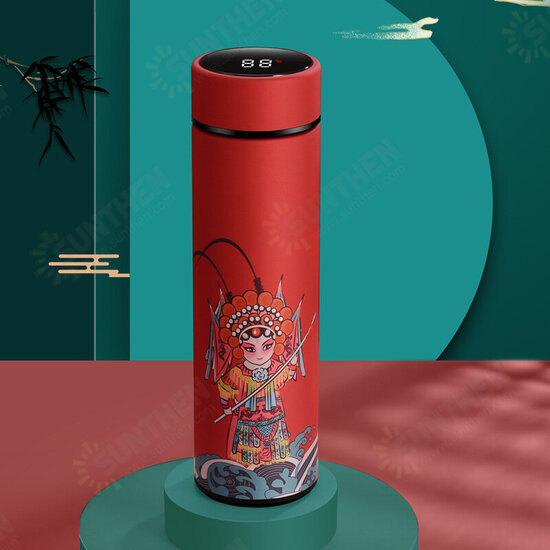 500ML Intelligent thermos Cup 304 Stainless Steel Creative Chinese Style Portable Water Bottle Companion Gift