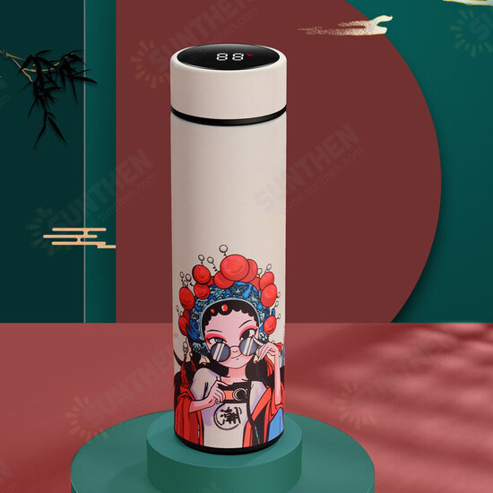 500ML Intelligent thermos Cup 304 Stainless Steel Creative Chinese Style Portable Water Bottle Companion Gift