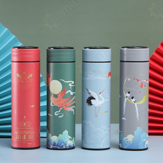 500ml Insulated Cup 304 Stainless Steel LCD Temperature Display Vacuum thermos With Tea Compartment Battery Replaceable 500ml Insulated Cup 304 Stainless Steel LCD Temperature Display Vacuum thermos With Tea Compartment Battery Replaceable