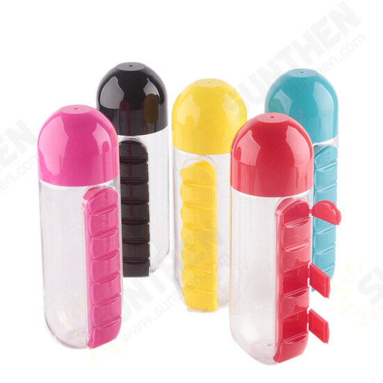 600ml Water Bottle 7 Days Week Pill Capsule Case Organizer Leak-Proof Drinking Cup 600ml Water Bottle 7 Days Week Pill Capsule Case Organizer Leak-Proof Drinking Cup