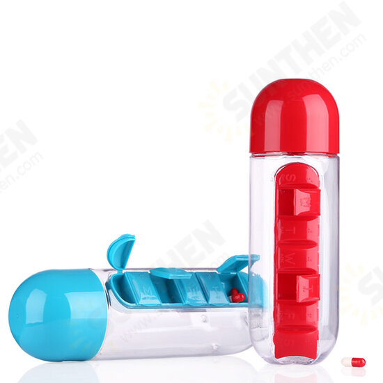 600ml Water Bottle 7 Days Week Pill Capsule Case Organizer Leak-Proof Drinking Cup 600ml Water Bottle 7 Days Week Pill Capsule Case Organizer Leak-Proof Drinking Cup