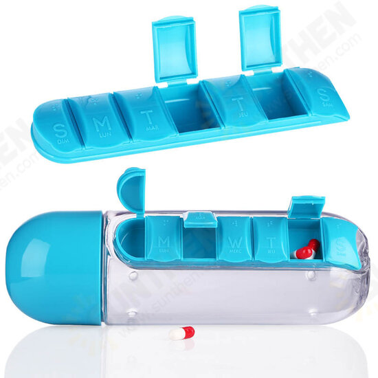 600ml Water Bottle 7 Days Week Pill Capsule Case Organizer Leak-Proof Drinking Cup 600ml Water Bottle 7 Days Week Pill Capsule Case Organizer Leak-Proof Drinking Cup