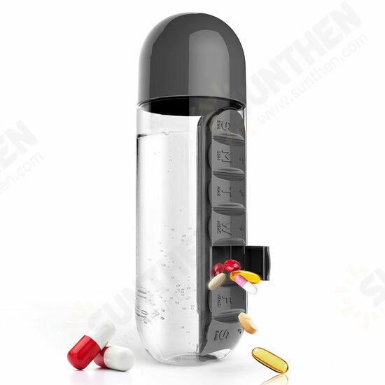 600ml Water Bottle 7 Days Week Pill Capsule Case Organizer Leak-Proof Drinking Cup 600ml Water Bottle 7 Days Week Pill Capsule Case Organizer Leak-Proof Drinking Cup