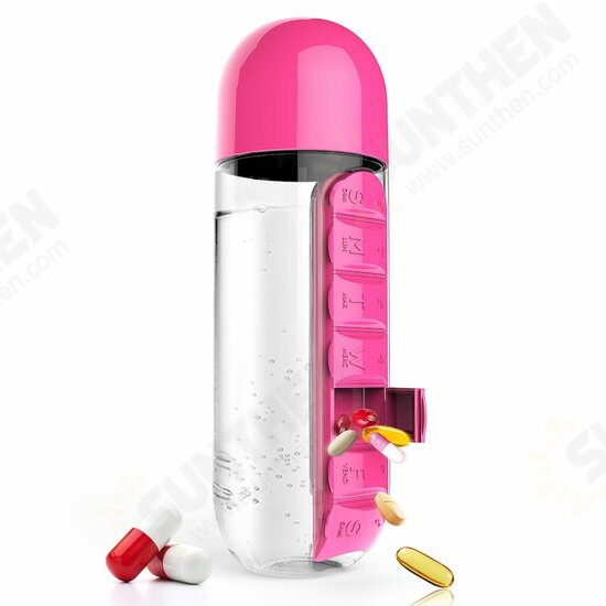 600ml Water Bottle 7 Days Week Pill Capsule Case Organizer Leak-Proof Drinking Cup 600ml Water Bottle 7 Days Week Pill Capsule Case Organizer Leak-Proof Drinking Cup