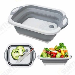 7L Kitchen Cutting Board Folding Multifunction Drain Basket Washing Fruit Vegetable Basket