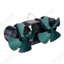 8 Blades Twin Head Fireplace Fan Wood Burner Fan Circulating Eco Heat Powered Wood Stove Fan