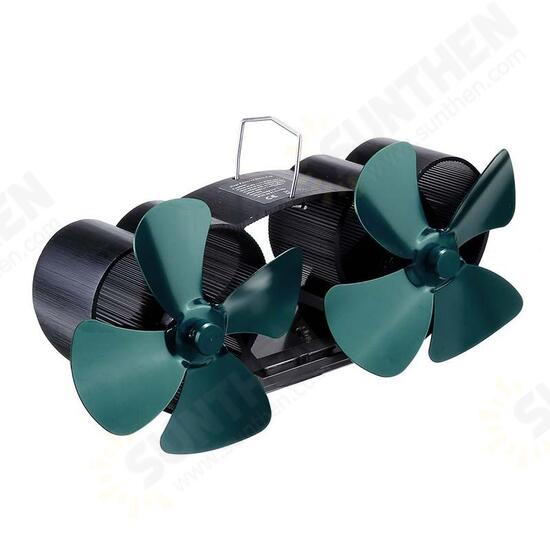 8 Blades Twin Head Fireplace Fan Wood Burner Fan Circulating Eco Heat Powered Wood Stove Fan 8 Blades Twin Head Fireplace Fan Wood Burner Fan Circulating Eco Heat Powered Wood Stove Fan