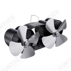 8 Blades Twin Head Fireplace Fan Wood Burner Fan Circulating Eco Heat Powered Wood Stove Fan