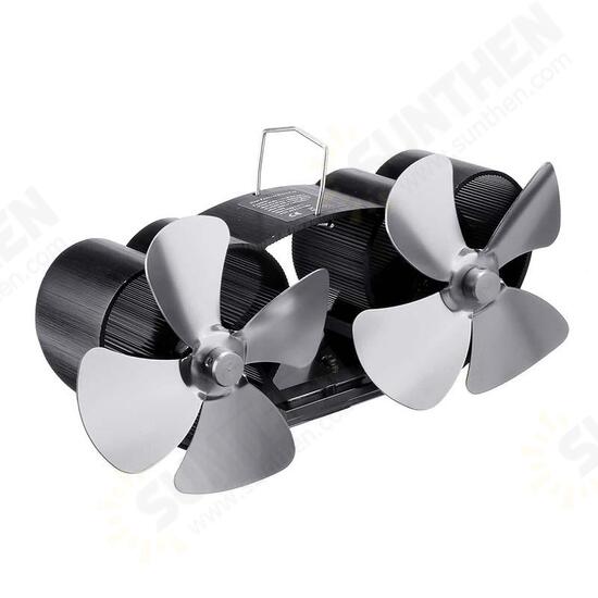 8 Blades Twin Head Fireplace Fan Wood Burner Fan Circulating Eco Heat Powered Wood Stove Fan 8 Blades Twin Head Fireplace Fan Wood Burner Fan Circulating Eco Heat Powered Wood Stove Fan