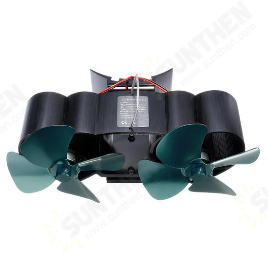 8 Blades Twin Head Fireplace Fan Wood Burner Fan Circulating Eco Heat Powered Wood Stove Fan 8 Blades Twin Head Fireplace Fan Wood Burner Fan Circulating Eco Heat Powered Wood Stove Fan