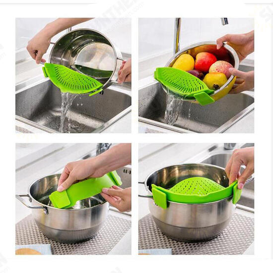 Durable Silicone Pan Strainer Colanders Wash Fruit Vegetables Pasta Kitchen Tools Gadgets Wash Bag