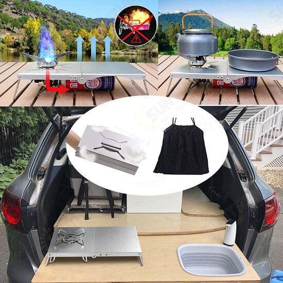 Stainless Steel Camping Stove Bracket Heat Insulation Table Gas Furnace Folding Cooker Table Stove Accessories