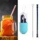 XG2 Collapsible Reusable Drinking Silicone Straw Premium Food-Grade Folding Drinking Straws Outdoor Tableware With Cleaning Brush