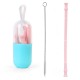XG2 Collapsible Reusable Drinking Silicone Straw Premium Food-Grade Folding Drinking Straws Outdoor Tableware With Cleaning Brush
