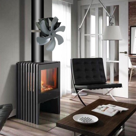 YL605P 6 Blade Fireplace Fan Wall Mounted Powered Stove Fan Quiet Wood Burner Heat Distribution Fan Home Winter