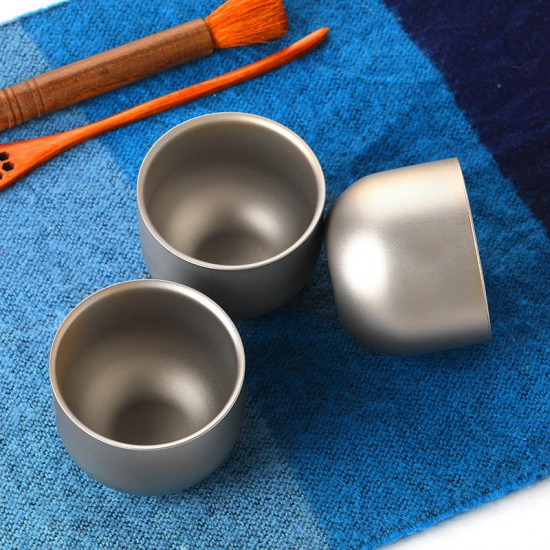 1 Pcs 150ml Water Cup Pure Titanium Camping Travel Portable Tea Cup Double Anti-scalding Cup