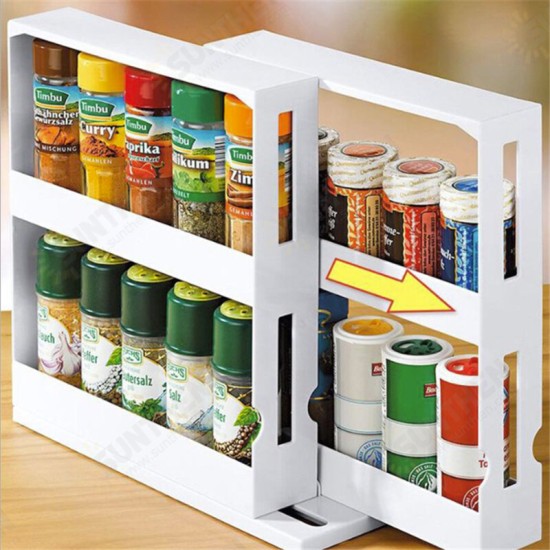 Multi-Function Movable Rotatable Food Condiment Storage Shelf Kitchen Spice Organizer Box Flavouring Tool Rack Camping Picnic