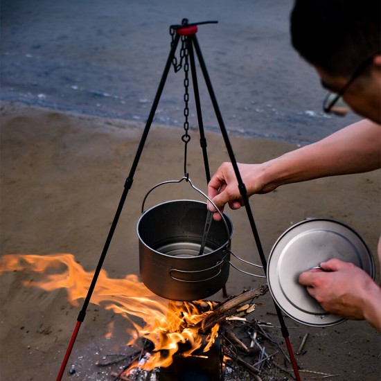 Multifunction Camping BBQ Tripod Bonfire Portable Hanging Water Jugs Bracket Detachable Barbecue Cookware