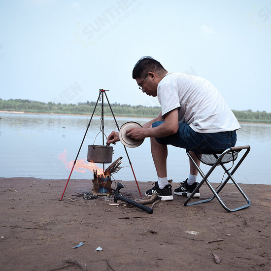 Multifunction Camping BBQ Tripod Bonfire Portable Hanging Water Jugs Bracket Detachable Barbecue Cookware