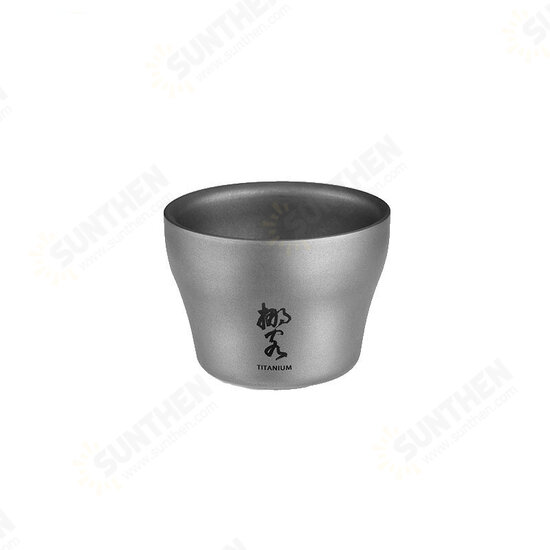 45ml Titanium Cup Ultralight Double Wall Chinese Kongfu Tea Cup for Outdoor Camping Hiking Picnic