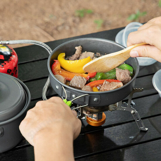 Portable 14pcs Outdoor Camping Cookware Set Hiking Cooking Pot Pan Picnic Set AU