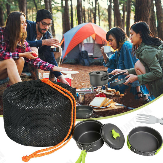 Portable 14pcs Outdoor Camping Cookware Set Hiking Cooking Pot Pan Picnic Set AU