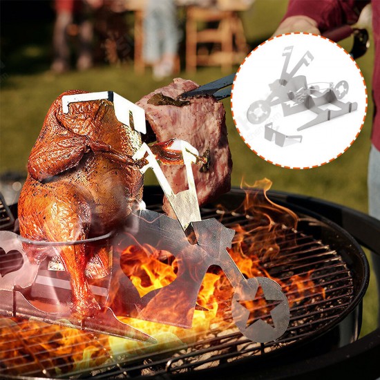 Portable Chicken Roaster Rack Barbecue Grill Oven Chicken Duck Holder Motorcycle Shape BBQ Stainless Steel Rack Tool Portable Chicken Roaster Rack Barbecue Grill Oven Chicken Duck Holder Motorcycle Shape BBQ Stainless Steel Rack Tool