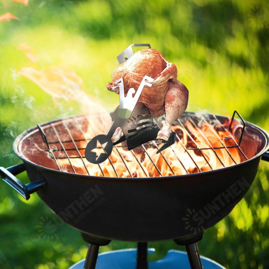 Portable Chicken Roaster Rack Barbecue Grill Oven Chicken Duck Holder Motorcycle Shape BBQ Stainless Steel Rack Tool Portable Chicken Roaster Rack Barbecue Grill Oven Chicken Duck Holder Motorcycle Shape BBQ Stainless Steel Rack Tool