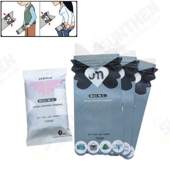 700ml 3 Pcs Disposable Urinal Bags Emergency Urination Toilet Vomit Bag Camping Travel