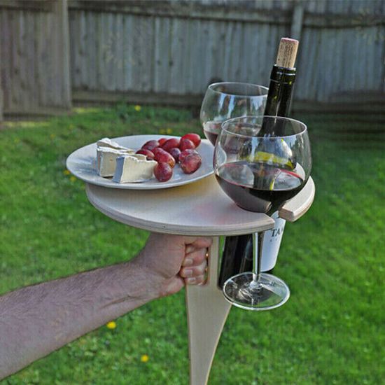 Wooden Outdoor Wine Table Portable Folding Camping Picnic Table With Glass Rack Wine Rack Table Travel Foldable Fruit Table