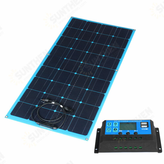 100W 18V Solar Panel Monocrystalline Semi-flexible Battery Charger Outdoor Camping Travel