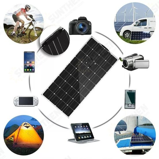 150W Solar Panel Flexible Portable Battery Charger Monocrystalline Solar Cell Outdoor Camping Travel