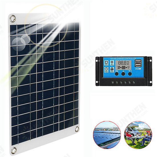 20W 12V/5V Polycrystalline Solar Panel Kit Battery Charger Portable Solar Panel for Car Boat Van