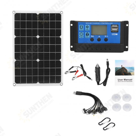 40W Solar Panel Dual 12V USB With 60A 100A Controller Waterproof Solar Cells Poly Solar Cells for Car Yacht RV Battery Charger