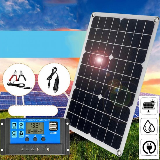 40W Solar Panel Dual 12V USB With 60A 100A Controller Waterproof Solar Cells Poly Solar Cells for Car Yacht RV Battery Charger