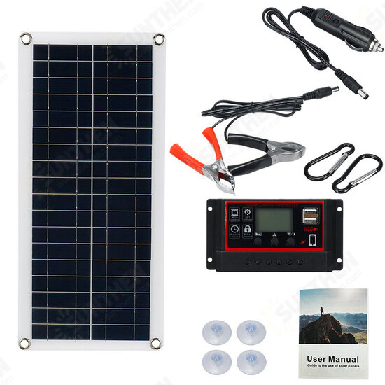 18V Solar Power System Waterproof Emergency USB Charging Solar Panel With 40A/50A/60A Charger Controller Kit Camping Travel Power Generation