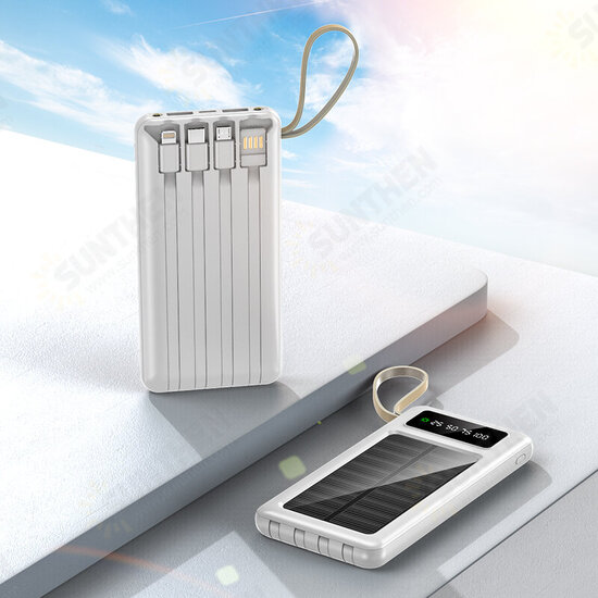 20000mAh Solar Power Bank with Four Lines 2.1A Fast Charging LED Lights Lighting Ultra Thin Portable Outdoor Camping Travel Mobile Power