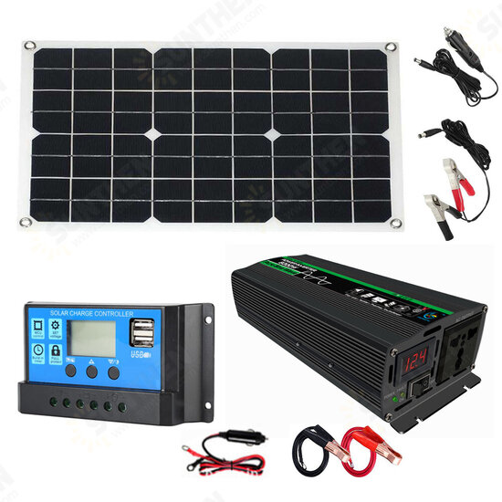 8000W Solar Inverter Kit 1300W Solar Power SystemwITH 18W Solar Panel 30A Solar Controller for Camping Travel