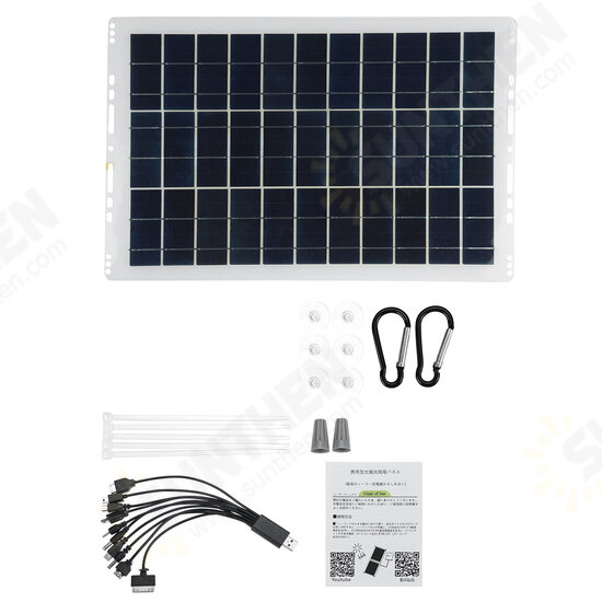 Portable Solar Panel Kit 10A/30A/60A/100A USB Battery Charger for Outdoor Camping Travel Caravan Van Boat